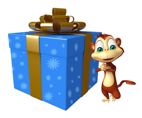 Poster - Monkey cartoon character with giftbox