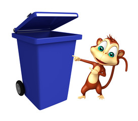 Poster - fun Monkey cartoon character with dustbin