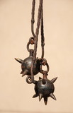 Fototapeta Zwierzęta - ancient iron cannon with thorns and chain - mace