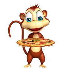 Sticker - Monkey cartoon character with pizza