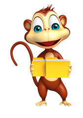 Canvas Print - fun Monkey cartoon character with folder