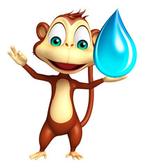 Poster - fun Monkey cartoon character with water drop