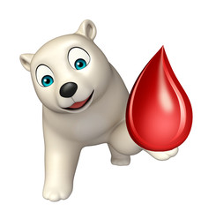 Sticker - fun  Polar bear cartoon character with blood sign