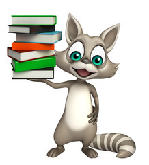 Canvas Print - Raccoon cartoon character with books