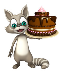  cute Raccoon cartoon character with cake