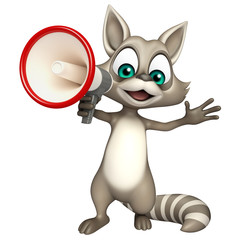 Poster - fun Raccoon cartoon character with loud speaker