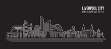 Cityscape Building Line Art Vector Illustration Design - Liverpool City