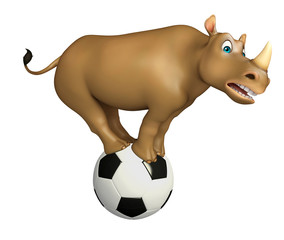 Poster - cute Rhino cartoon character with football