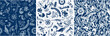 vintage nautical and marine elements, vector seamless pattern