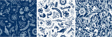Vintage Nautical And Marine Elements, Vector Seamless Pattern