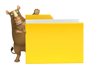 Sticker - Rhino cartoon character with folder