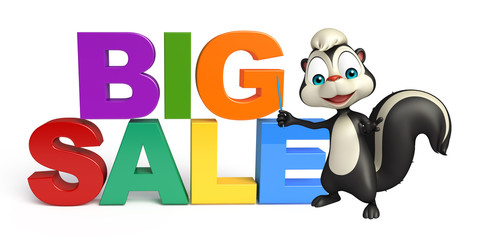 Canvas Print - cute Skunk cartoon character with bigsale sign