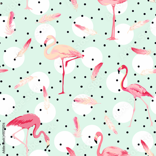Tapeta ścienna Tło ptak flamingo. 