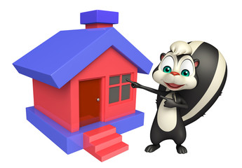 Poster - fun Skunk cartoon character with home