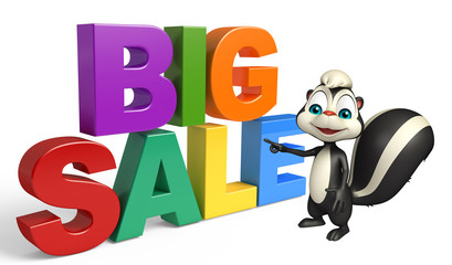 Sticker - cute Skunk cartoon character with bigsale sign