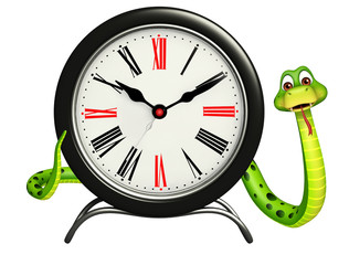 Sticker - Snake cartoon character with clock