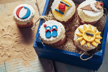 Wall Mural - Various Summer Cupcakes