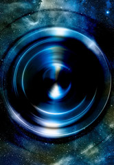Leinwandbilder - Audio music Speaker with color effect. Cosmic space and stars, cosmic abstract background.