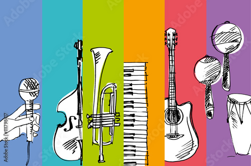 Obrazy instrumenty muzyczne  recznie-rysowane-wektor-prosty-szkic-ilustracji-muzycznej