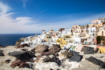 Touritstic village Oia in Santorini, Greece