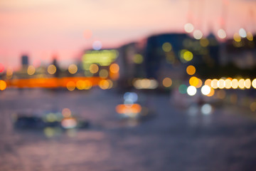 Poster - City of London at twilight and first night's lights, blur background