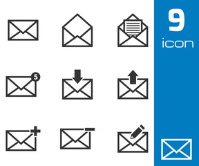 Wall Mural - vector black email icons set