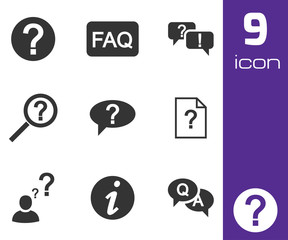 Wall Mural - vector black faq icons set