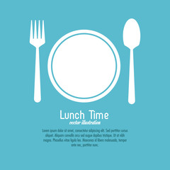 Poster - Lunch time design. Menu icon. Flat illustration , editable vector