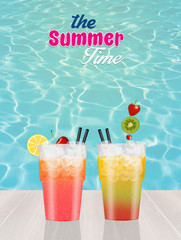 Poster - cocktail with fresh fruit in summer