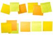 A set of office/work related color paper sticky notes. Isolated on white background include clipping path.