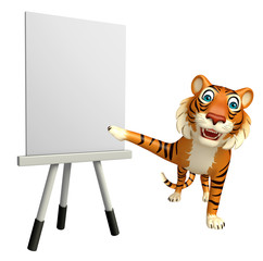 Sticker - Tiger cartoon character with easel board