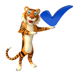 Poster - cuteTiger cartoon character  with right sign