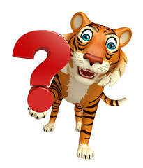 Sticker - cuteTiger cartoon character  with question sign