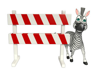 Sticker - cute Zebra cartoon character with  baracade