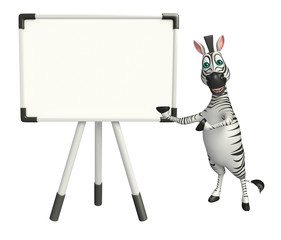 Canvas Print - Zebra cartoon character with display board