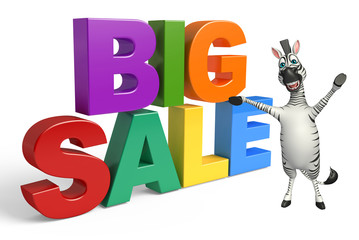 Poster - cute Zebra cartoon character with bigsale