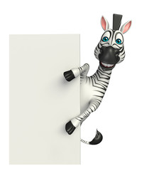 Poster - fun Zebra cartoon character with board