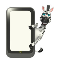 Poster - cute Zebra cartoon character with mobile