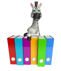 Sticker - cute Zebra cartoon character with files