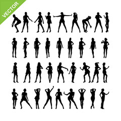 Poster - Sexy women silhouettes vector set 16