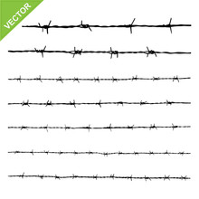 Barbed Wire Silhouettes Vector