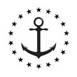 Image of anchor in star round.