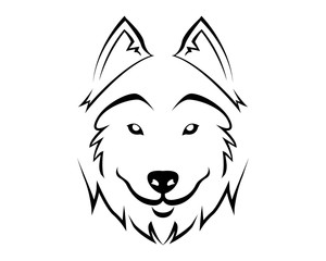 Canvas Print - Dog Breed Line Art Logo - Siberian Husky