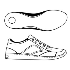 Poster - Black outlined sneakers shoe & sole