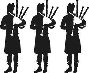 Sticker - Three Bagpipe player silhouettes