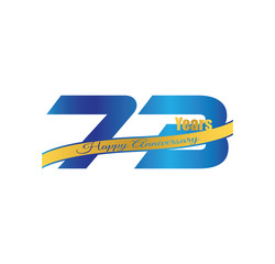 Sticker - 73 happy anniversary blue golden ribbon 