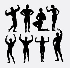 Poster - Male and female body builder, body beautiful sport silhouette. Good use for symbol, logo, mascot, sticker design, sign, or any design you want. Easy to use.