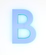 3d blue neon letter b.