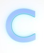3d blue neon letter c.