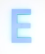 3d blue neon letter  e.